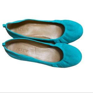 J Crew Green Genuine Suede Round Toe Slip On Ballet Flats Size 7